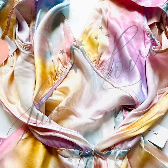 SELKIE The Dopamine Flutter Rainbow Slip Silk Dress NWT - Picture 11 of 12